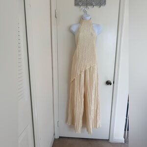 Zara Cream Textured Halter Beautiful Set